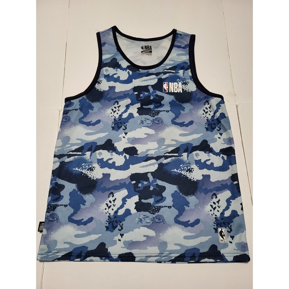 (#19)NBA Camouflage Tank Top Mens Large Blue Sleeveless Adult Tee